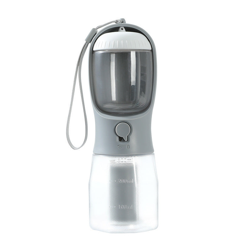 3-in-1 Portable Dog Water Bottle, Food Container & Waste Bag Dispenser – Leak-Proof Travel Cup