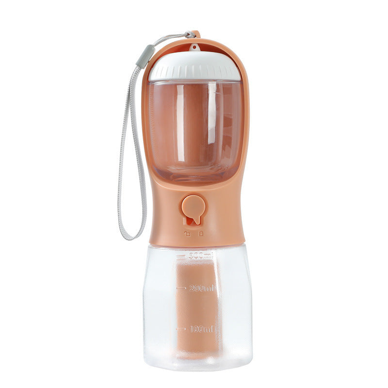 3-in-1 Portable Dog Water Bottle, Food Container & Waste Bag Dispenser – Leak-Proof Travel Cup