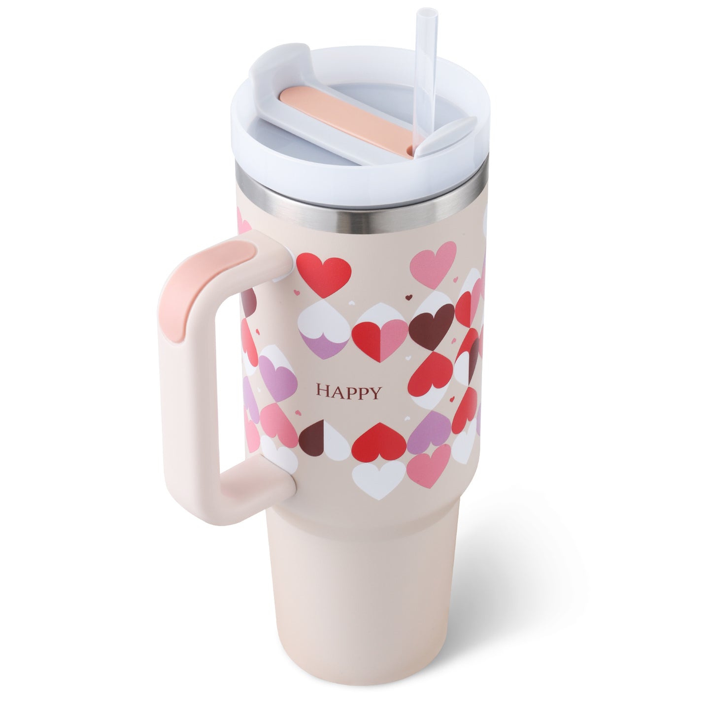 40oz Insulated Tumbler With Handle & Straw – Stainless Steel Spill-Proof Travel Mug