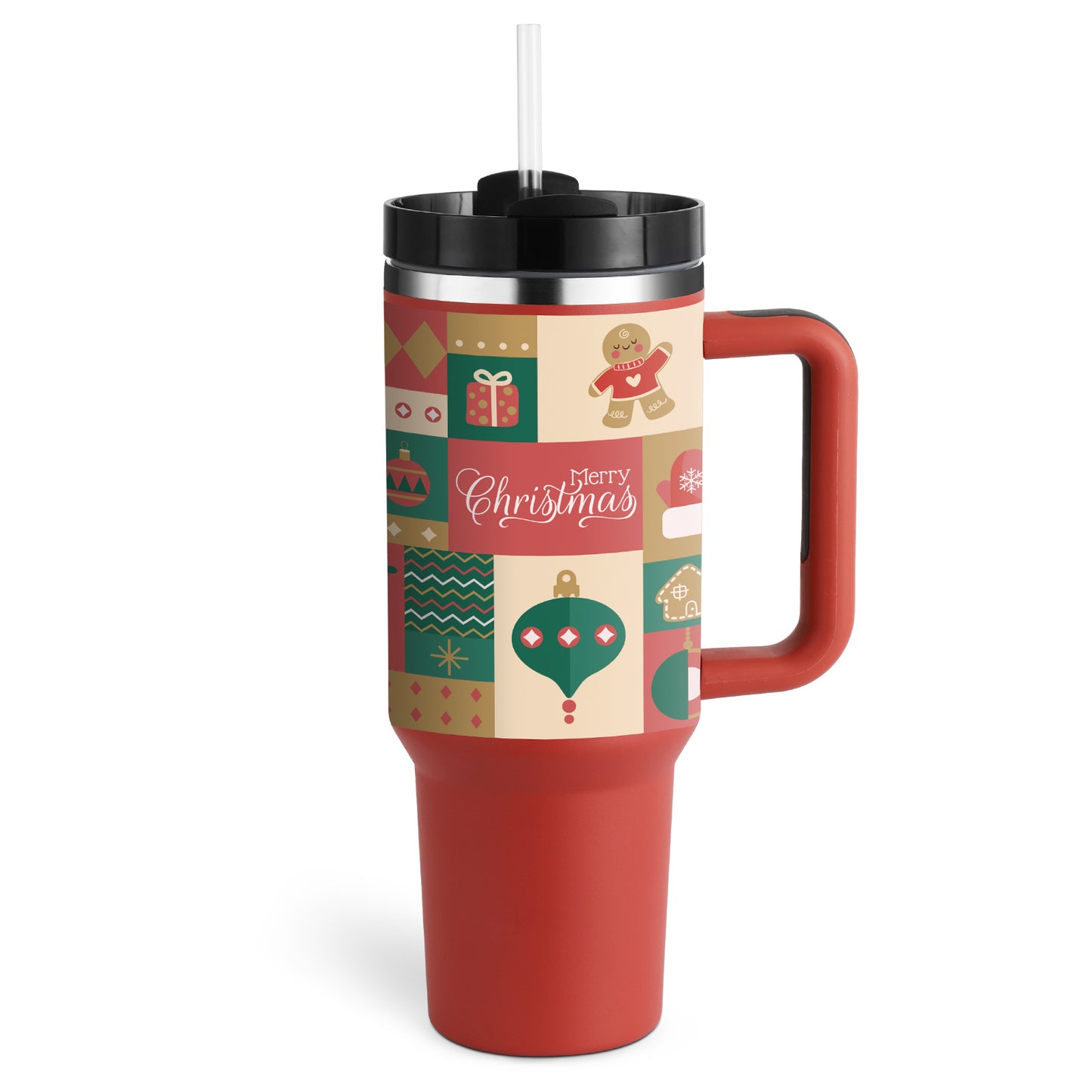 40oz Insulated Tumbler With Handle & Straw – Stainless Steel Spill-Proof Travel Mug
