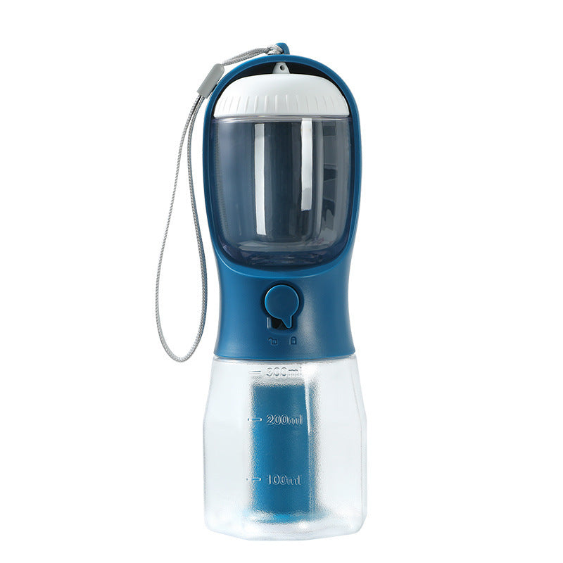 3-in-1 Portable Dog Water Bottle, Food Container & Waste Bag Dispenser – Leak-Proof Travel Cup