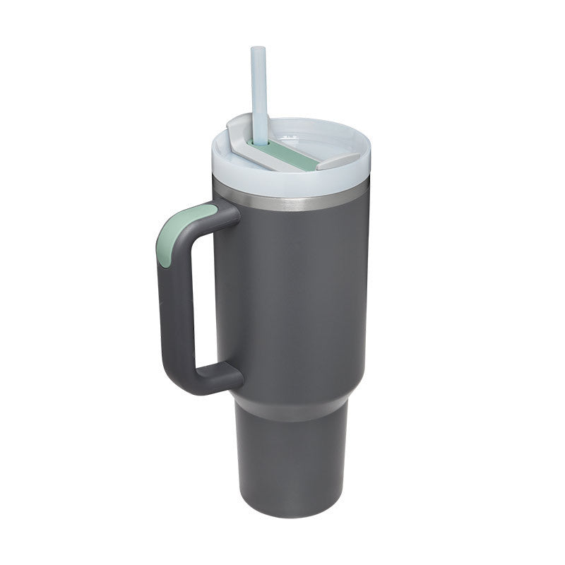 40oz Insulated Tumbler With Handle & Straw – Stainless Steel Spill-Proof Travel Mug