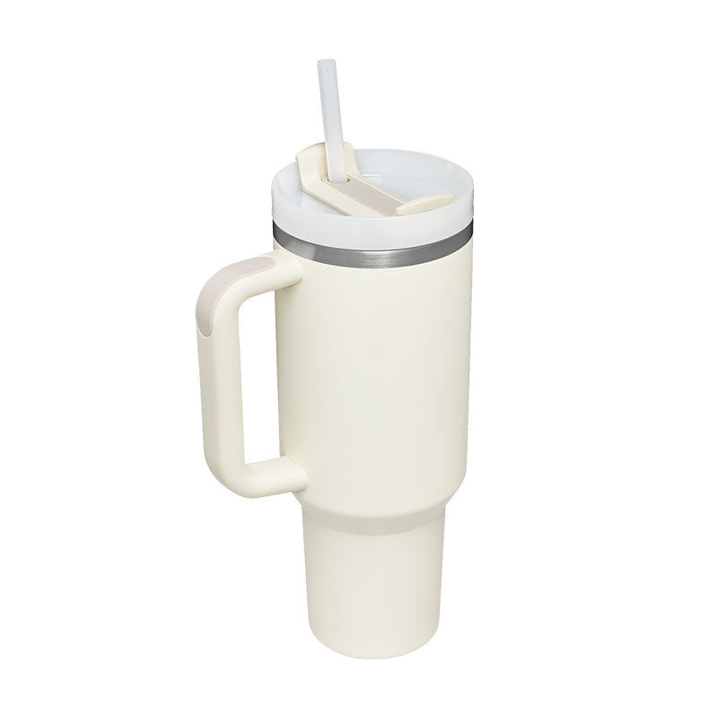40oz Insulated Tumbler With Handle & Straw – Stainless Steel Spill-Proof Travel Mug