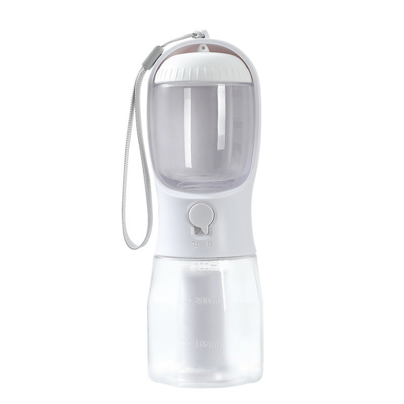 3-in-1 Portable Dog Water Bottle, Food Container & Waste Bag Dispenser – Leak-Proof Travel Cup