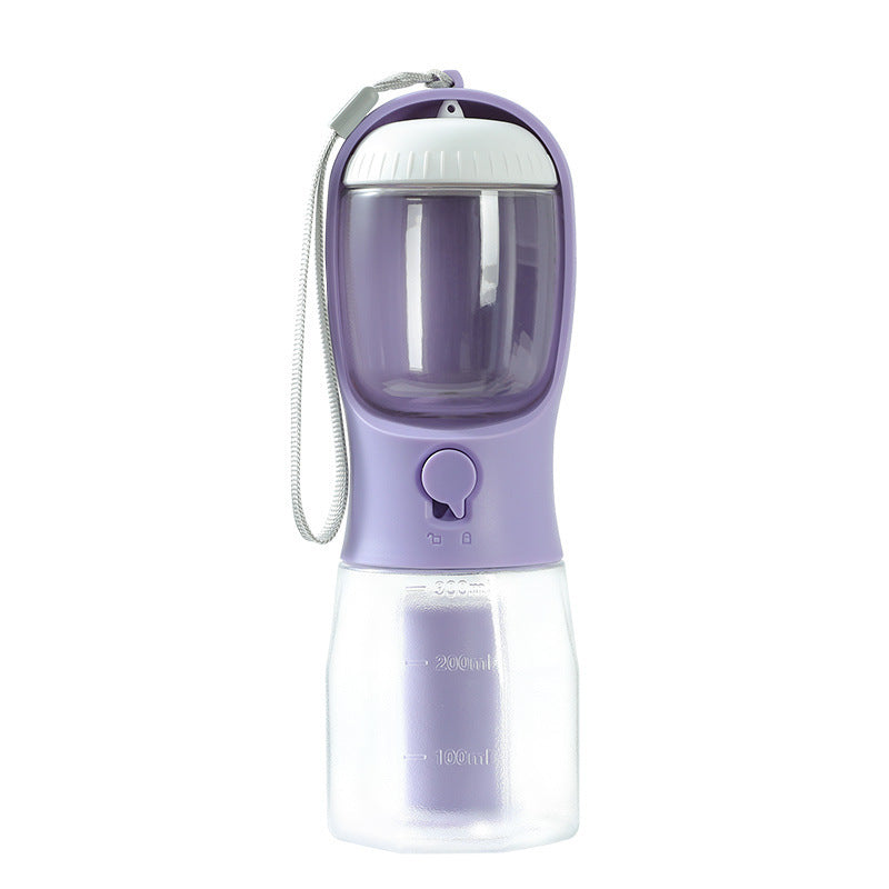 3-in-1 Portable Dog Water Bottle, Food Container & Waste Bag Dispenser – Leak-Proof Travel Cup