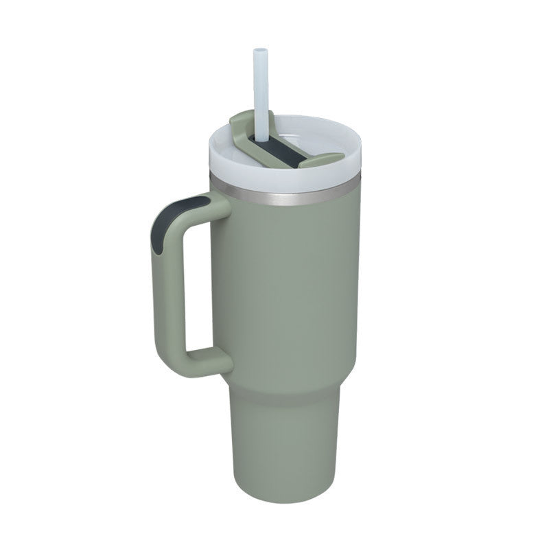 40oz Insulated Tumbler With Handle & Straw – Stainless Steel Spill-Proof Travel Mug