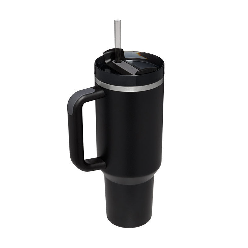 40oz Insulated Tumbler With Handle & Straw – Stainless Steel Spill-Proof Travel Mug